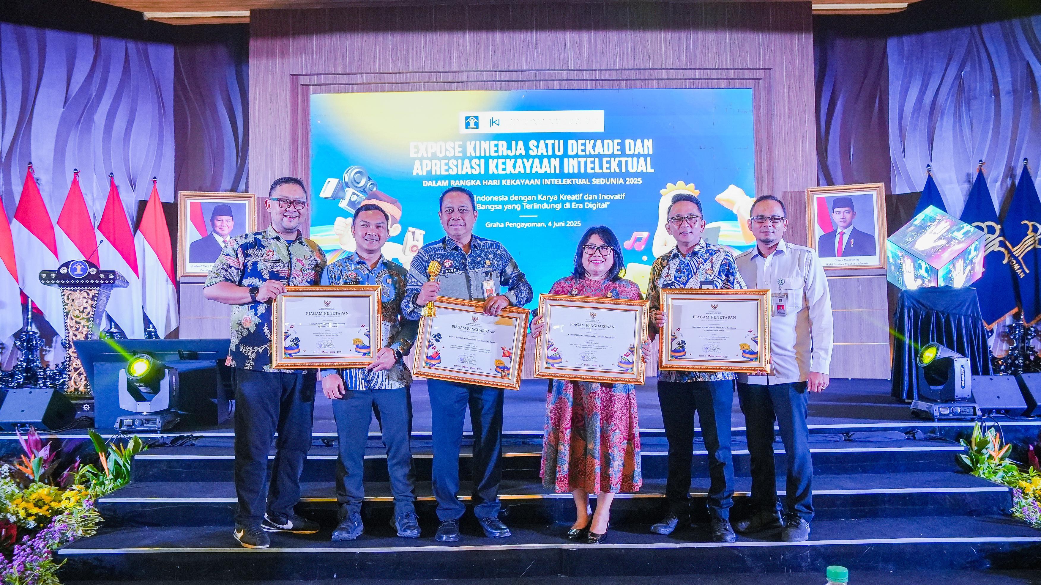 Kanwil Kemenkum Jabar Borong Penghargaan di Puncak Hari Kekayaan Intelektual Sedunia 2025